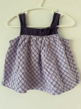 H&M Lavender Plaid Tank with Dark Navy Yoke